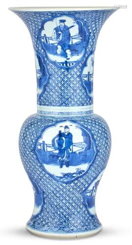 A Chinese Blue and White Porcelain Yen Yen Vase