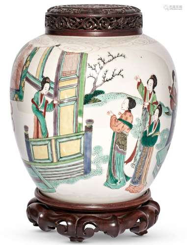 A Chinese Famille Verte Porcelain Jar