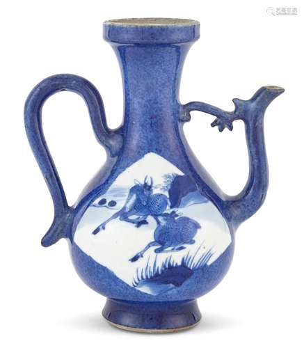 A Rare Chinese Blue and White Porcelain Ewer