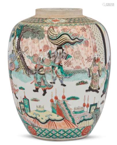 A Chinese Famille Verte Porcelain Jar