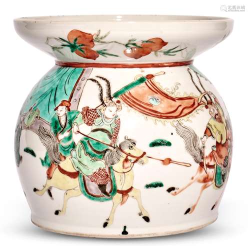 A Chinese Famille Verte Porcelain Slop Jar, Zhadou