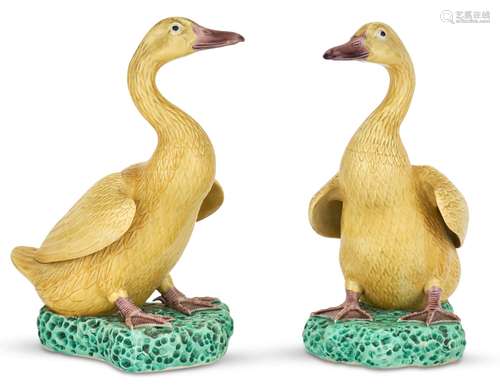 A Pair of Chinese Glazed Porcelain Ducks