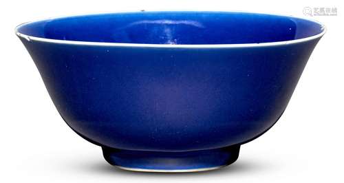 A Chinese Blue Monochrome Porcelain Bowl