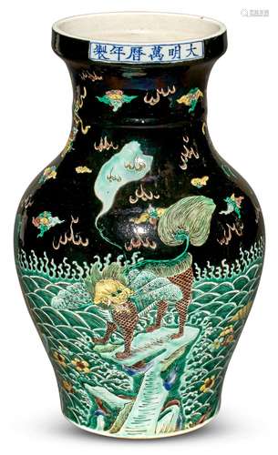 A Chinese Famille Noire Porcelain Vase