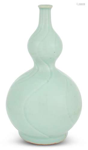 A Chinese Celadon Glazed Porcelain Double Gourd Vase