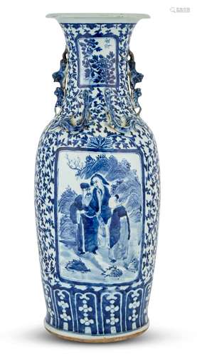 A Large Chinese Blue and White Porcelain Vase Late Qing Dyna...