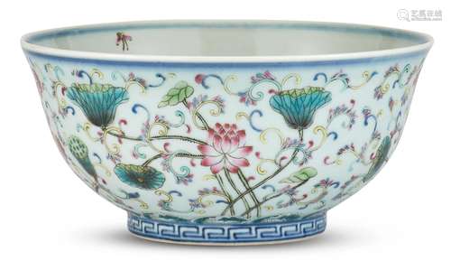 A Large Chinese Enameled Porcelain Bowl Guangxu Six-Characte...