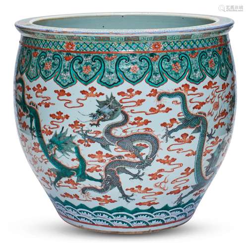 A Chinese Famille Verte Porcelain Fishbowl