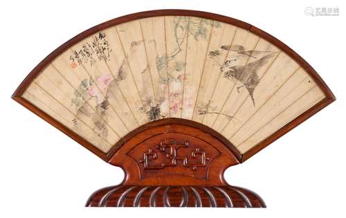 A Chinese Painted Fan Leaf by Tao Wanxue