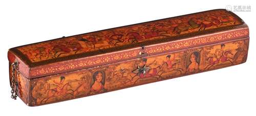 A Fine Persian Painted Lacquer Pen Box