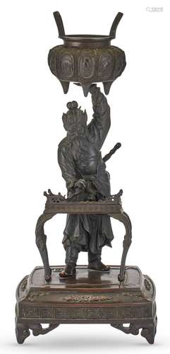 A Japanese Bronze Figural Okimono