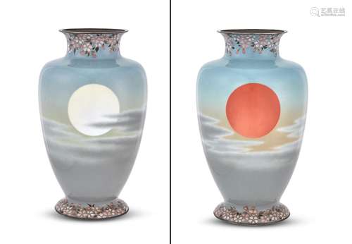 An Exceptional Pair of Japanese Cloisonne Vases