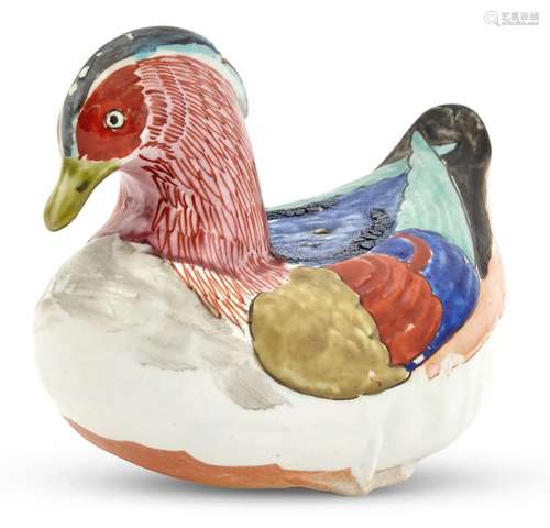 A Japanese Glazed Ceramic Model of a Duck