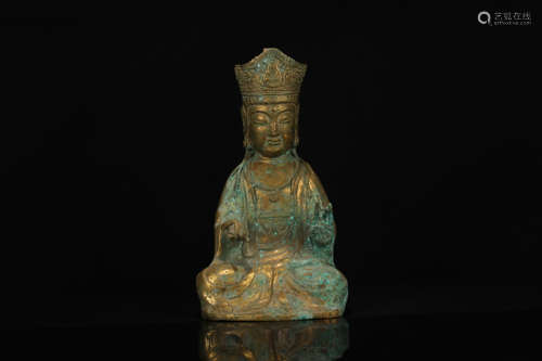 Gilt bronze statue of Guanyin meditating