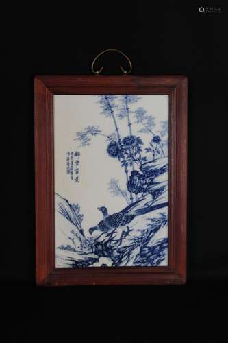 Blue and white flower and bird porcelain plate