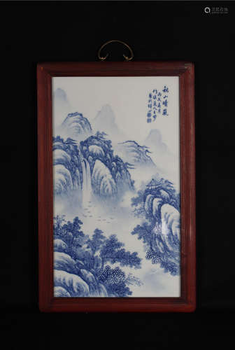 China Wang Bu Blue and white mountain water porcelain plate