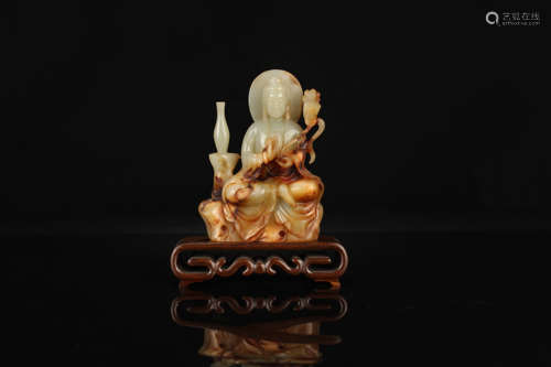 Hetian jade seated vase avalokitesvara