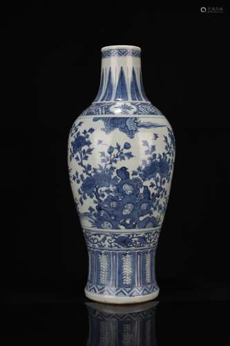 Blue and white flower bird olive bottle