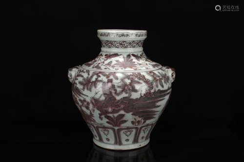 Glaze red character story amphora