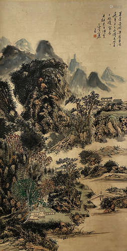 China Huang Binhong Mountain and Water Hanging Scroll