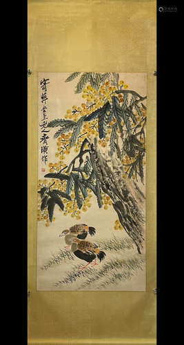 China Qi Baishi Flower and Bird  vertical shaft