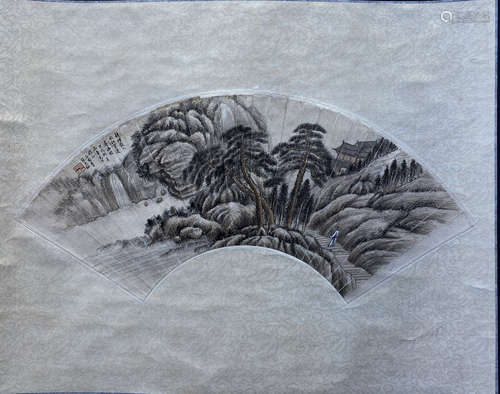 China Zhang shiyuan- Mountain Water fansurface