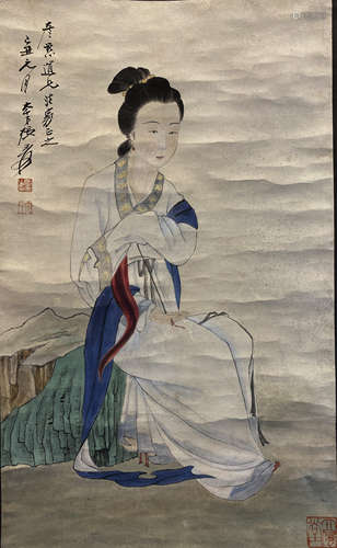 China Zhang Daqian-  Lady figure Vertical axis