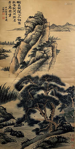 China Shitao- Landscape Hanging Scroll