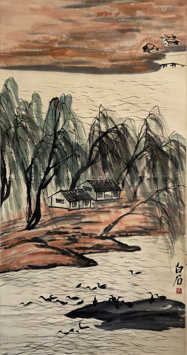China Qi Baishi- Landscape Hanging Scroll