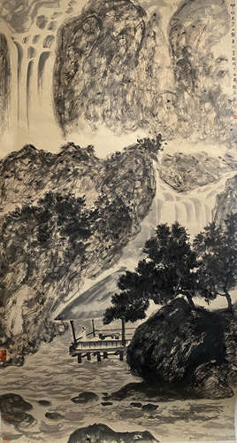 China Fu Baoshi- landscape figures vertical shaft