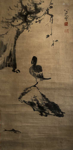 China Bada Shanren- Flower and Bird Hanging Scroll