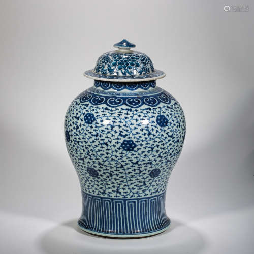 QING DYNASTY BLUE AND WHITE GENERAL JAR