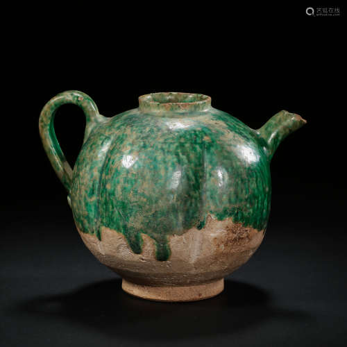 CHINESE TANG DYNASTY GREEN GLAZE EWER