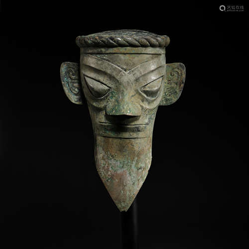 CHINESE SANXINGDUI BRONZE HUMAN FACE