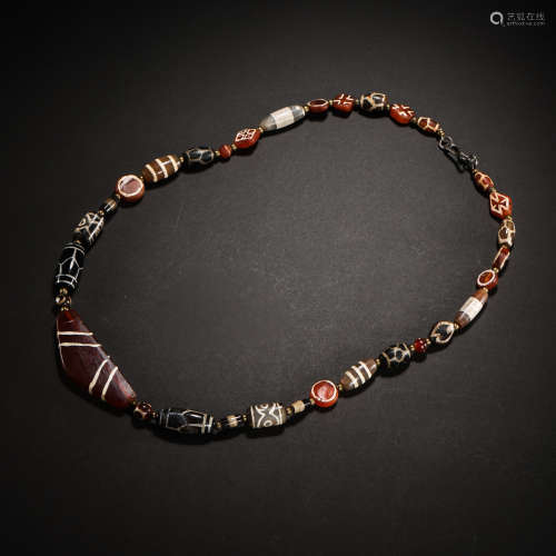 CHINESE TANG DINASTY GZIBEADS WITH ANCIENT PAKISTAN PEARL NE...