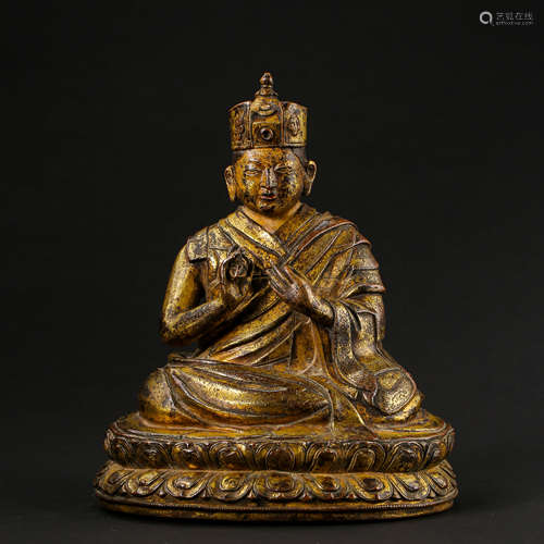 CHINESE MING DYNASTY GILT BRONZE BUDDHA STATUE