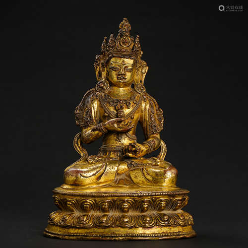 CHINESE MING DYNASTY GILT BRONZE BUDDHA STATUE