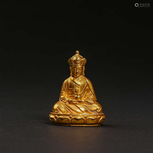 CHINESE QING DYNASTY PURE GOLD BUDDHA STATUE