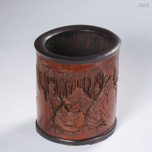 CHINESE QING DYNASTY BAMBOO CARVING PEN HOLDER