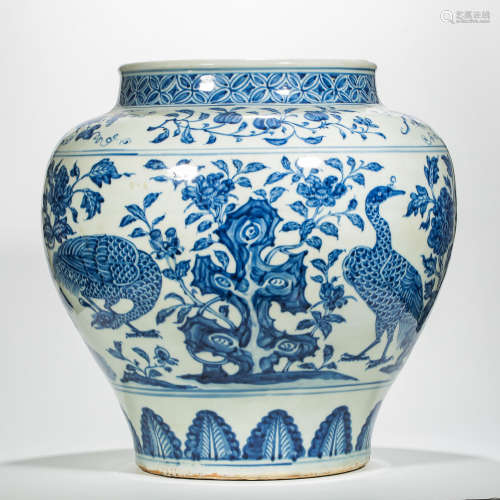 YUAN DYNASTY BLUE AND WHITE POT