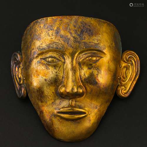 GILT BRONZE MASK, LIAO AND JIN DYNASTY, CHINA