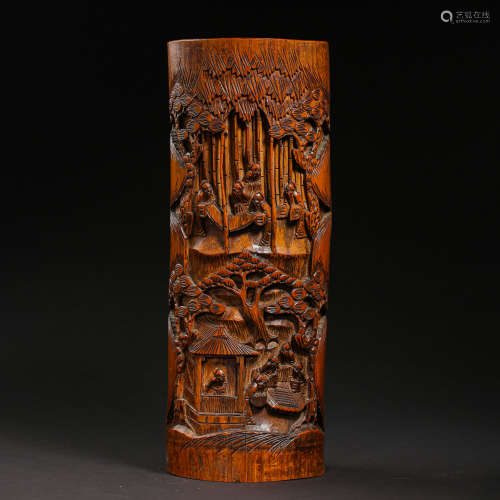 CHINESE QING DYNASTY BAMBOO CARVING PEN HOLDER