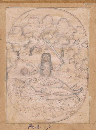 KALI SEATED ON THE CORPSE OF SHIVA