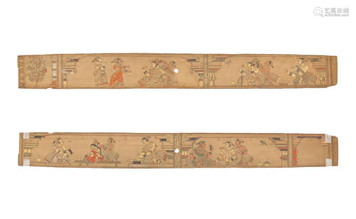 A DOUBLE-SIDED ILLUSTRATED PALM LEAF FOLIO DEPICTING SCENES ...