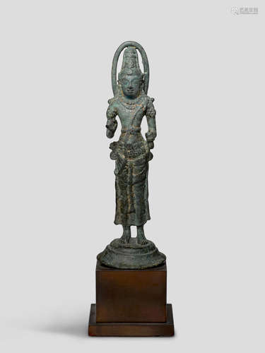 A COPPER ALLOY FIGURE OF AVALOKITESHVARA