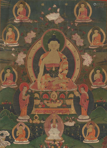 A THANGKA OF SHAKYAMUNI AND CONFESSION BUDDHAS