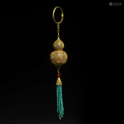 CHINESE QING DYNASTY PURE GOLD SACHET