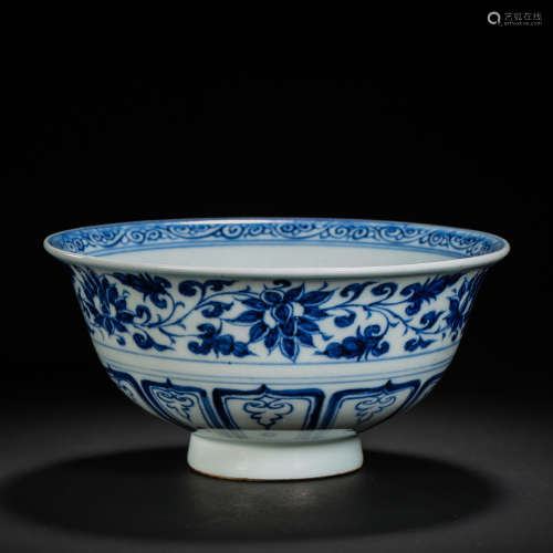 BLUE AND WHITE BOWL, YUAN DYNASTY