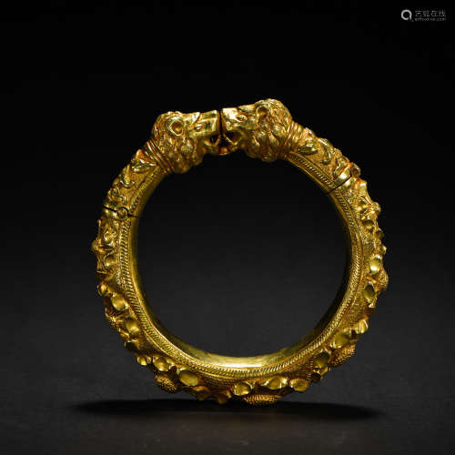 CHINESE QING DYNASTY PURE GOLD BRACELET