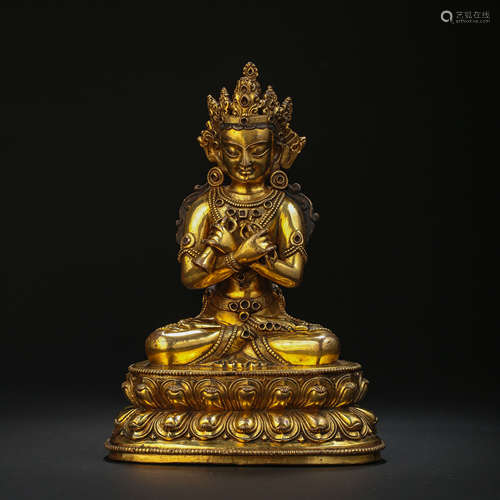 CHINESE MING DYNASTY GILT BRONZE BUDDHA STATUE